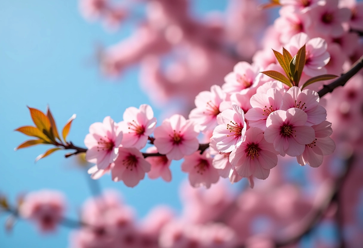 arbres fleurs roses